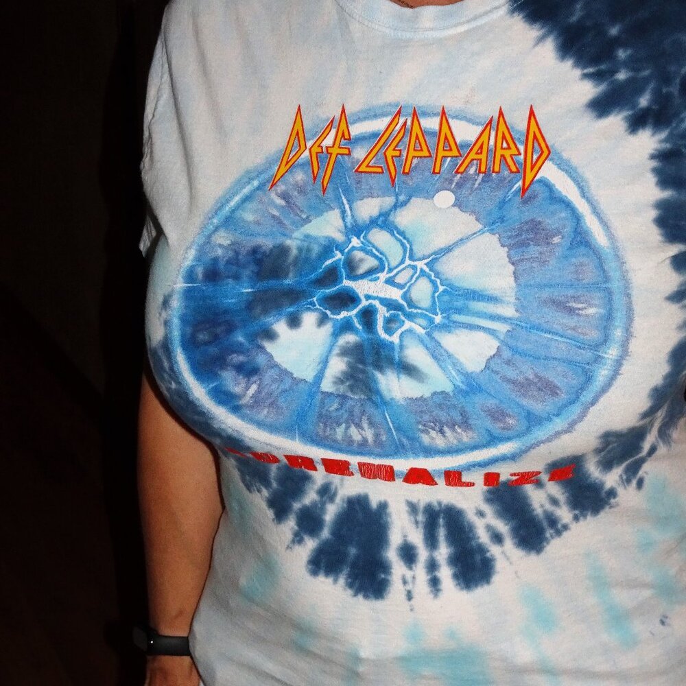 Def Leppard Adrenalize Blue Grey Tie Dye Band T-Shirt - Picture 3 of 8